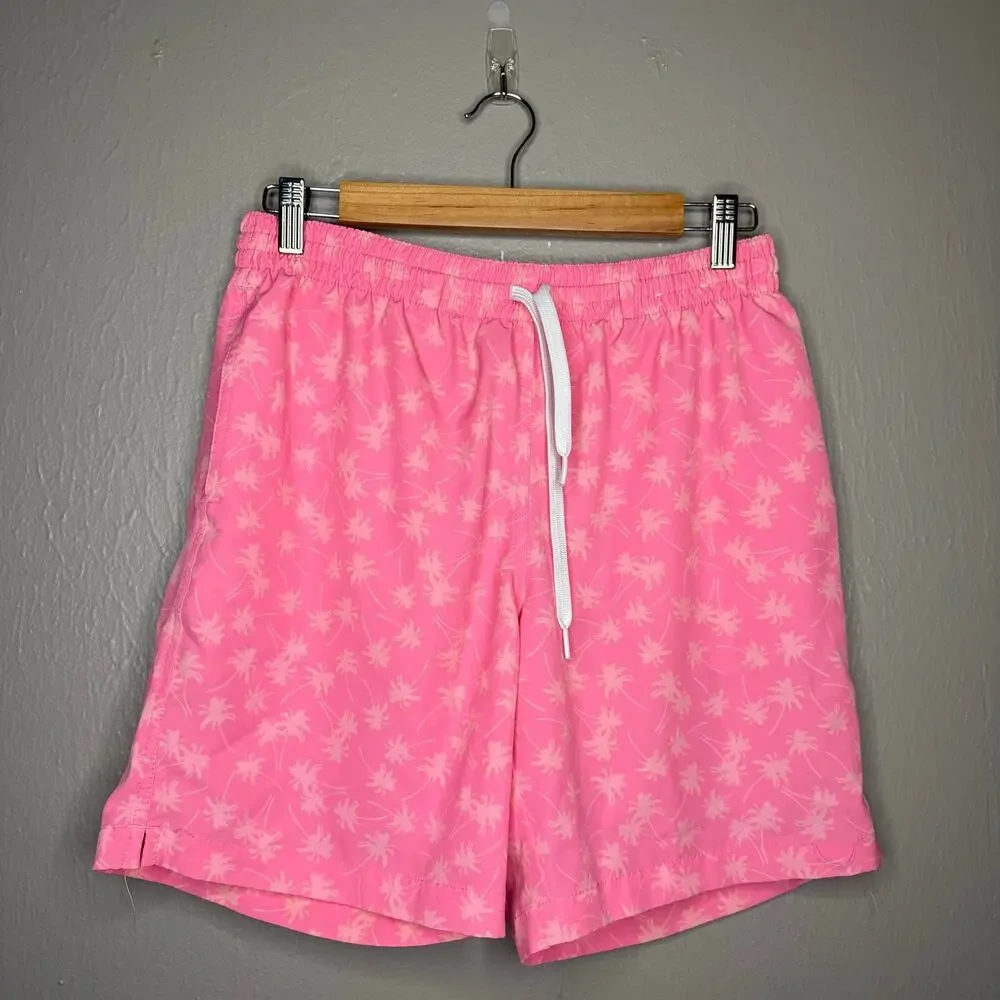CHUBBIES Pink Palm Print Swim Trunks Size Small Summer beach pool casual